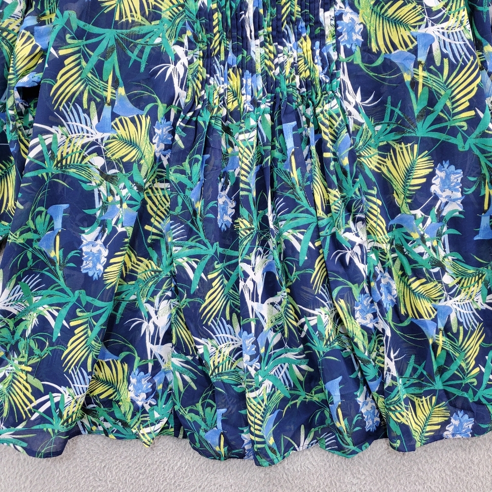 Roaman's Blue and Green Floral Tunic - Picture 9 of 10
